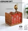 Hand-made Maroon Warli Mango Wood Cutlery Holder