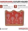 Hand-made Maroon Warli Mango Wood Cutlery Holder