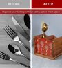 Hand-made Maroon Warli Mango Wood Cutlery Holder