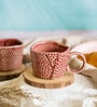 Hand Moulded Speckled 200ml Pink Ceramic (Set of 2) Tea Cup