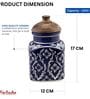 Hand Painted Blue Mughal Airtight Ceramic Jar with Wooden Lid