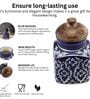 Hand Painted Blue Mughal Airtight Ceramic Jar with Wooden Lid
