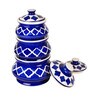 Hand Painted Ceramic Handi Set With Lid Set of 3