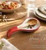 Red Hand-Painted Ceramic Spoon Rest