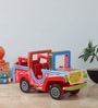 Hand Painted Decorative Unique Red Wooden Jeep