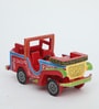Hand Painted Decorative Unique Red Wooden Jeep