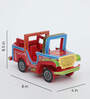 Hand Painted Decorative Unique Red Wooden Jeep