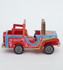 Hand Painted Decorative Unique Red Wooden Jeep