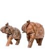 Hand Painted Elephant (Set Of 2) Engineered Wood Animal Figurine