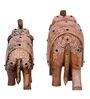 Hand Painted Elephant (Set Of 2) Engineered Wood Animal Figurine