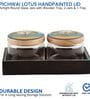 Hand Painted Pichwai Lotus Lids Round Glass Jars with Tray