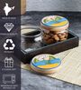 Hand Painted Pichwai Lotus Lids Round Glass Jars with Tray