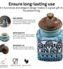 Hand Painted Sea Green Airtight Ceramic Jar with Wooden Lid