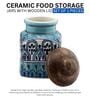 Hand Painted Sea Green Airtight Ceramic Jar with Wooden Lid