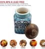 Hand Painted Sea Green Airtight Ceramic Jar with Wooden Lid
