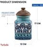 Hand Painted Sea Green Airtight Ceramic Jar with Wooden Lid