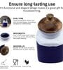 Hand Painted Studio Pottery Blue Airtight Ceramic Jar with Wooden Lid
