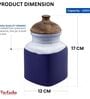 Hand Painted Studio Pottery Blue Airtight Ceramic Jar with Wooden Lid