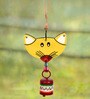 Hand Painted Yellow Wood & Metal Wind Chime with Metal Bells