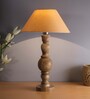 Hand Turned Wood Bubble Bedside Table Lamp, Blue Cone Shade