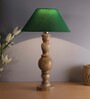 Hand Turned Wood Bubble Bedside Table Lamp, White Cone Shade