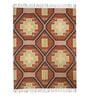 Brown Wool & Cotton Hand Woven 5 X 6 Feet Dhurrie