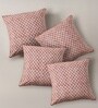 Set Of 4 Handblock Printed Cotton Geometric Pattern Maroon & Black 18X18 Inches Cushion Covers