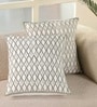 Handblock Printed Cotton Aqua Green and Off White Geometric Pattern Set of 2 (18x18inches) Cushion Covers