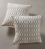 Handblock Printed Cotton Aqua Green and Off White Geometric Pattern Set of 2 (18x18inches) Cushion Covers