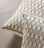 Handblock Printed Cotton Aqua Green and Off White Geometric Pattern Set of 4 (18x18inches) Cushion Covers