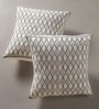 Handblock Printed Cotton Aqua Green and Off White Geometric Pattern Set of 4 (18x18inches) Cushion Covers