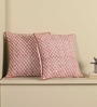 Handblock Printed Cotton Geometric Pattern Maroon and Black Set of 2 (18x18inches) Cushion Covers