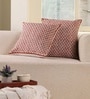 Handblock Printed Cotton Geometric Pattern Maroon and Black Set of 2 (18x18inches) Cushion Covers