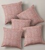 Handblock Printed Cotton Geometric Pattern Maroon and Black Set of 5 (18x18inches) Cushion Covers