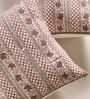 Handblock Printed Cotton Ivory and Rust Floral Pattern Set of 3 (18x18inches) Cushion Covers