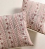 Handblock Printed Cotton Ivory and Rust Floral Pattern Set of 4 (18x18inches) Cushion Covers