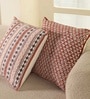 Handblock Printed Cotton Unique Maroon and Black Pattern (18x18inches) Cushion Covers