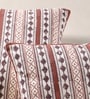 Handblock Printed Cotton Unique Maroon and Black Pattern Set of 4 (18x18inches) Cushion Covers