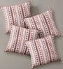 Handblock Printed Cotton Unique Maroon and Black Pattern Set of 4 (18x18inches) Cushion Covers