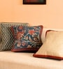 Handblock printed Pure Cotton Ivory Maroon and Navy Blue Set of 3 (16x16inches) Cushion Cover