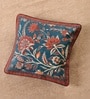 Handblock printed Pure Cotton Ivory Maroon and Navy Blue Set of 3 (16x16inches) Cushion Cover