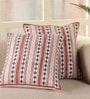 HandblockPrinted Cotton Unique Maroon and Black Pattern Set of 4 (18x18inches) Cushion Covers