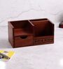 Handcarved Tree Of Life Sheesham Wooden Desk Organizer