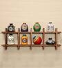 Handcrafted (Set Of 9) Wood & Terracotta Wall Shelf With Vase