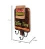 Judah Blue 150ml Ceramic 3Pc Tea Cups with Brown Teak Wood Wall hanging Stand