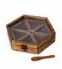 Handcrafted 6 Compartment Mango Wood Spice Box