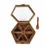 Handcrafted 6 Compartment Mango Wood Spice Box