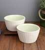 Handcrafted 900ml White & Green Ceramic (Set of 2) Serving Bowl