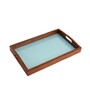 Handcrafted Blue WOOD & Glass Serving Tray