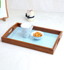 Handcrafted Blue WOOD & Glass Serving Tray
